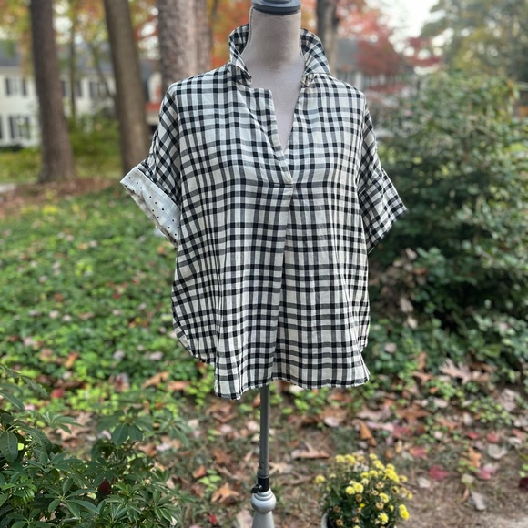 Madewell Checkered Collared Top, Blk & Cream, Medium, EUC - Picture 9 of 9